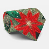 緑と赤のポインセチア クリスマス ネクタイ (ロール)