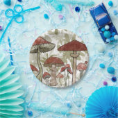 緑と赤のマッシュルームのバルーン ペーパープレート (パーティー)