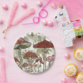 緑と赤のマッシュルームのバルーン ペーパープレート (パーティー)