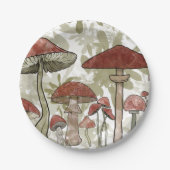 緑と赤のマッシュルームのバルーン ペーパープレート (正面)