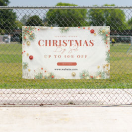 緑と赤のミニマルなクリスマスホリデーセール 横断幕