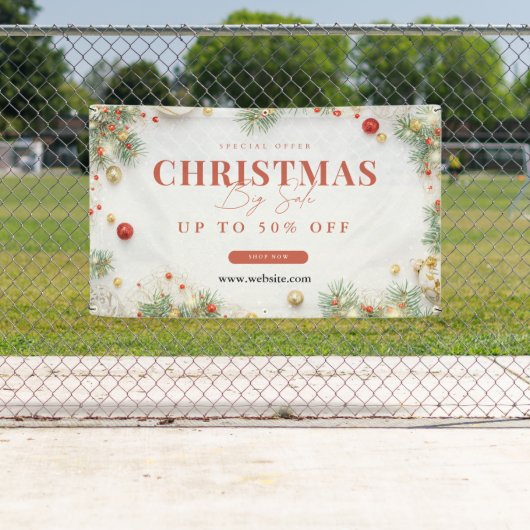 緑と赤のミニマルなクリスマスホリデーセール 横断幕 (インサイチュ)