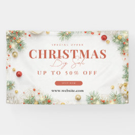 緑と赤のミニマルなクリスマスホリデーセール 横断幕