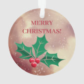 緑と赤のメリークリスマス - ヒイラギ オーナメント (裏面)