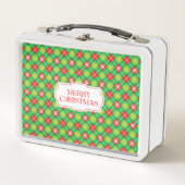 緑と赤のメリークリスマス メタルランチボックス (正面)