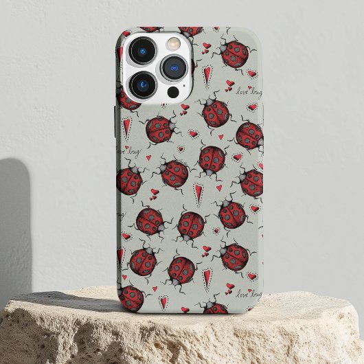 緑と赤のラディバグのハートラブバグの昆虫 Case-Mate iPhoneケース