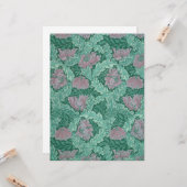 緑と赤のリースパターン（William Morris著） カード (正面/裏面インサイチュ)