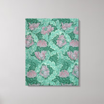 緑と赤のリースパターン（William Morris著）