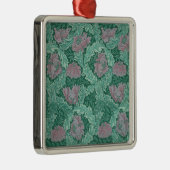 緑と赤のリースパターン（William Morris著） メタルオーナメント (右)