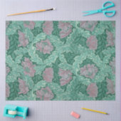 緑と赤のリースパターン(William Morris著) 薄葉紙 (クラフト)