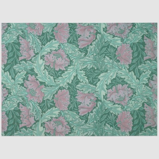 緑と赤のリースパターン(William Morris著) 薄葉紙 (正面)