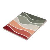 緑と赤のレトロスタイル波デザイン タイル (側面)