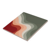 緑と赤のレトロスタイル波 タイル (側面)