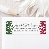 緑と赤のレースがエレガントなフィエスタ ウェディング ラベル (インサイチュ)