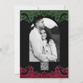 緑と赤のレース エレガントなフィエスタ ありがとう 招待状 (裏面)