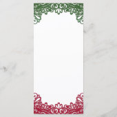 緑と赤のレース エレガントなフィエスタ ホワイト ウェディング メニュー (裏面)