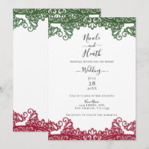 緑と赤のレース エレガントなフィエスタ 白いウェディングドレス