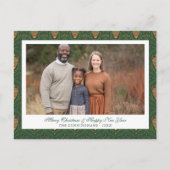 緑と赤のヴィンテージオーナメントホリデーフォト シーズンポストカード (正面)