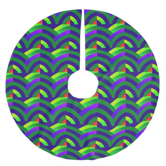 緑と赤の休日のスピリットのシボロン ブラッシュドポリエステルツリースカート (正面)