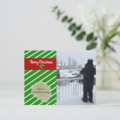 緑と赤の休日のフォトカード シーズンポストカード (スタンド正面)