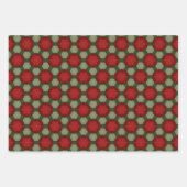 緑と赤の休日ギフトラップ ラッピングペーパーシート (正面)