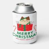 緑と赤の例証メリークリスマス 缶クーラー (缶裏面)