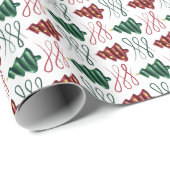 緑と赤の口紅描クリスマスツリー ラッピングペーパー (ロールコーナー)