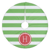 緑と赤の名門私立校風のストライプモノグラム フリース ツリースカート (正面)