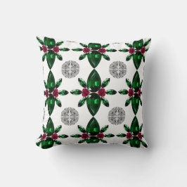 緑と赤の宝石のパターン枕 クッション