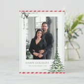 緑と赤の家族の写真クリスマス シーズンカード (スタンド正面)