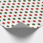 緑と赤の幾何学的水玉模様クリスマス ラッピングペーパー (角)