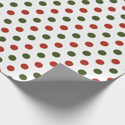 緑と赤の幾何学的水玉模様クリスマス ラッピングペーパー (角)