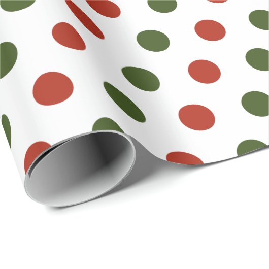 緑と赤の幾何学的水玉模様クリスマス ラッピングペーパー (ロールコーナー)