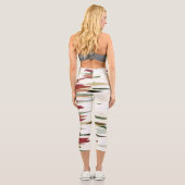 緑と赤の抽象芸術ストライプ カプリレギンス (裏面)