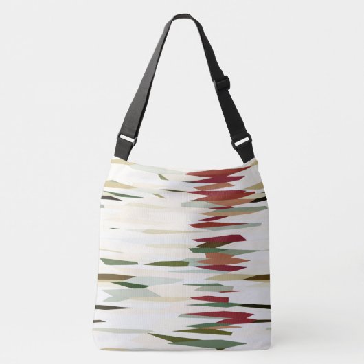 緑と赤の抽象芸術ストライプ クロスボディバッグ (正面)