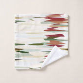 緑と赤の抽象芸術ストライプ バスタオルセット (ウォッシュタオル)