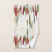 緑と赤の抽象芸術ストライプ バスタオルセット (ハンドタオル)