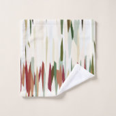 緑と赤の抽象芸術ストライプ バスタオルセット (ウォッシュタオル)