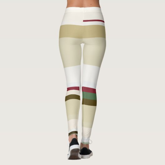 緑と赤の抽象芸術ストライプ レギンス (裏面)