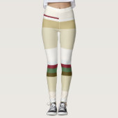 緑と赤の抽象芸術ストライプ レギンス (正面)