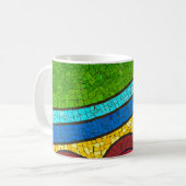 緑と赤の抽象芸術絵画 コーヒーマグカップ (正面左)