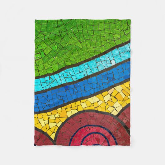 緑と赤の抽象芸術絵画 フリースブランケット (正面)