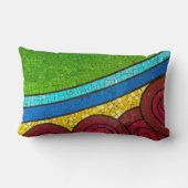 緑と赤の抽象芸術絵画 ランバークッション (裏面)