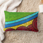 緑と赤の抽象芸術絵画 ランバークッション (ブランケット)