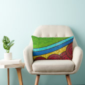 緑と赤の抽象芸術絵画 ランバークッション (椅子)