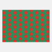 緑と赤の星 ラッピングペーパーシート (正面3)