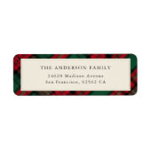 緑と赤の格子模様エレガントのクリスマスの住所 ラベル (正面)