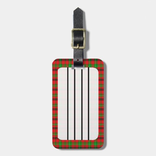 緑と赤の格子模様 ラゲッジタグ (正面縦)