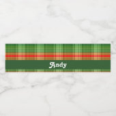 緑と赤の格子状のプリント ペットボトルラベル (シングルラベル)