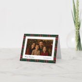 緑と赤の格子縞の写真折り紙 シーズンカード (正面)